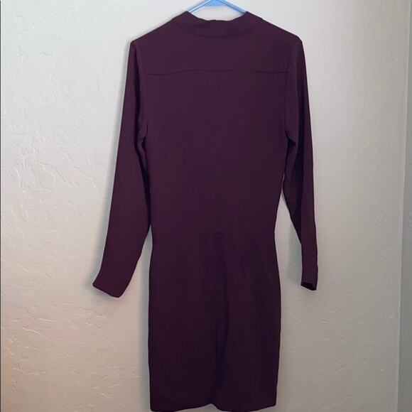 Babaton dark plum color long sleeve wrap dress - Picture 7 of 10
